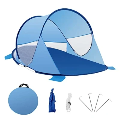 Abbildung von Duhome Strandmuschel Pop Up, Strandzelt für 1 3 Personen Tragbar Beach Zelt mit UV Schutz Einfacher Aufbau Strand Camping Garten, Dunkelblau