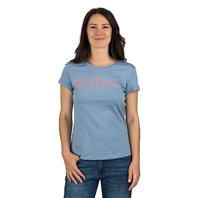 Abbildung von Mustang Alexia C LOGO Tshirt print hellblau, Damen, Größe: Small, Hellblau