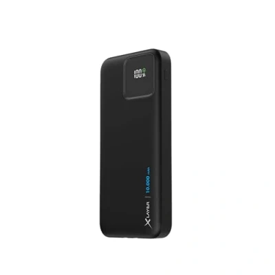 Abbildung von XLayer Powerbank mit Zwei integrierten Kabeln PD 20W Black (10.000 mAh) Fast Charge Technologie, Zusätzlicher USB Typ A und C Ausgang, 4 Geräte Lademöglichkeit, Eingebaute Ladekabel
