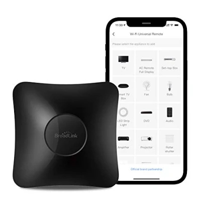 Abbildung von Broadlink Smart Home Hub RM4 Pro, IR und HF Universal Fernbedienung, Code Lernfunktion, WLAN, für Entertainmenteinrichtungen (TV, STB, Klimaanlage, Vorhangmotor) kompatibel mit Alexa