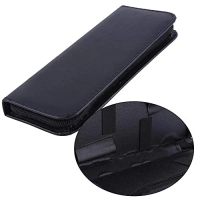 Abbildung von Friseur Werkzeugtasche, Werkzeugtasche Professionell Pu leder Mit Reißverschluss Für 2 Scheren Tasche Friseurscheren Beutel Aus Schwarz