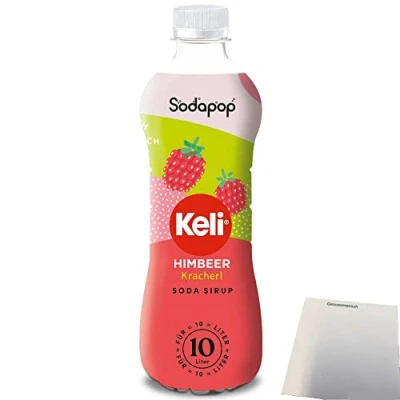 Abbildung von Sodapop Keli Sirup Himbeer für Wassersprudler (500ml Flasche) + usy Block