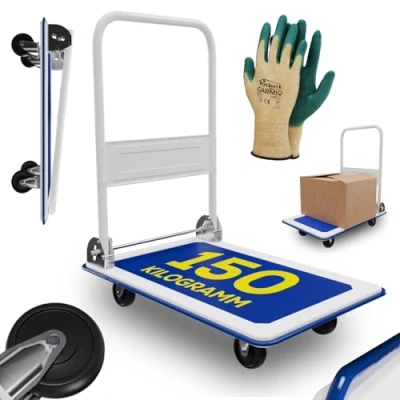 Abbildung von TroniTechnik Transportroller Transportwagen Plattformwagen klappbar, 150 kg Tragkraft mit Antirutschbeschichtung, Ladefläche 72x48 cm