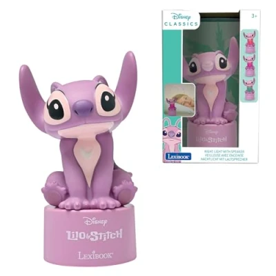 Abbildung von Lexibook, Disney Stitch, Angel Nachtlicht mit Lautsprecher, Farbwechsel, Weiches Licht, Batteriebetrieben, Rosa, NS01D1