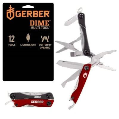 Abbildung von Gerber Multifunktionswerkzeug mit 12 Funktionen, Dime Pocket Multi tool, Rot, 31 003622