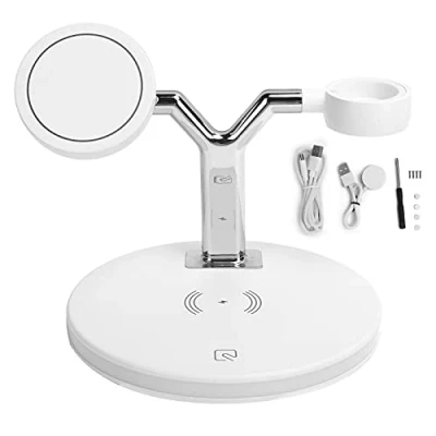 Abbildung von ciciglow 3 in 1 Kabelloses Ladegerät, Ladestation 15 W Magnetischer Ladeständer Ladedock für/IOS Ohrhörer/Uhr