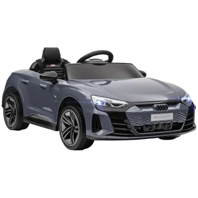Abbildung von HOMCOM Kinder Elektroauto 12V Kinderauto mit 2,4 GHz Fernbedienung, 2 Motor, Kinderfahrzeug 4 gefederten Rädern, Hupe, Scheinwerfer, Musik, Sanftstart, Hilfsrad, für 3 5 Jahre, Grau