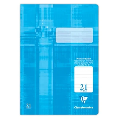 Abbildung von Clairefontaine 331021C Packung mit 25 Heften, ideal für die Schule, DIN A4, Lineatur 21 liniert ohne Rand, 16 Blatt, 90g, Himmelblau, 1 Pack