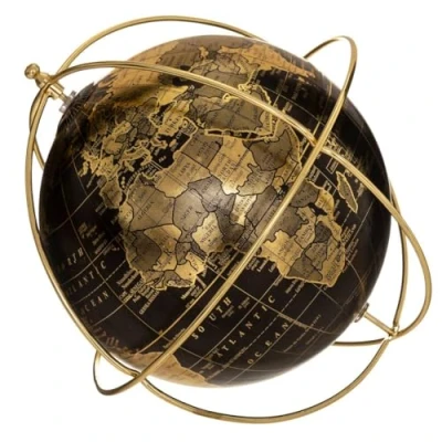Abbildung von Globus Deko Schwarz Gold Vintage Mini Design Schreibtisch, drehbar, Metall, Durchmesser 25 cm