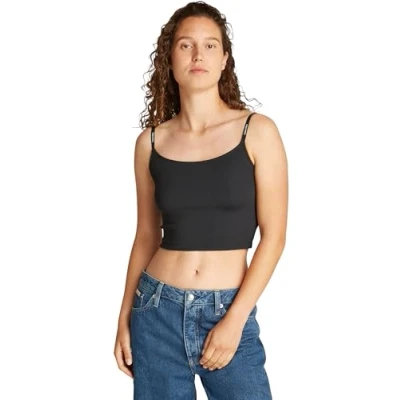 Abbildung von Calvin Klein Jeans LOGO Elastic Strappy Top, Damen, Größe: Small, Black