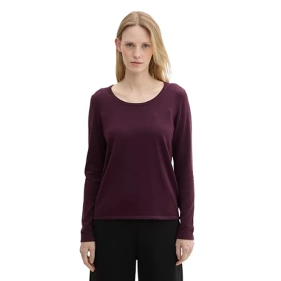 Abbildung von TOM TAILOR Strickpullover, aus Viskose mit Rundhalsausschnitt