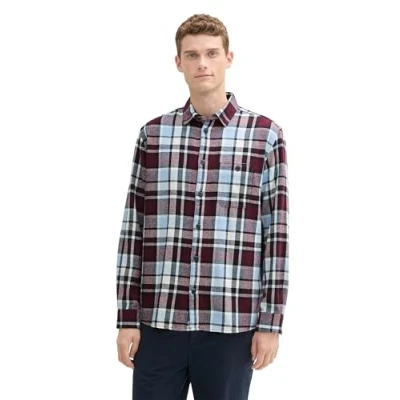 Abbildung von TOM TAILOR Herren Comfort Fit Hemd im Karomuster, 36680 Purple Twill Check, XXL