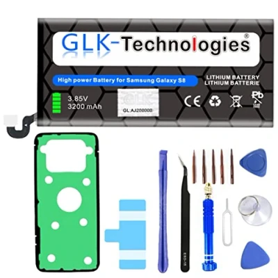 Abbildung von High Power Ersatzakku kompatibel mit Samsung Galaxy S8 SM G950F EB BG950BBE Original GLK Technologies Battery Accu 3200 mAh inklusive Werkzeugset