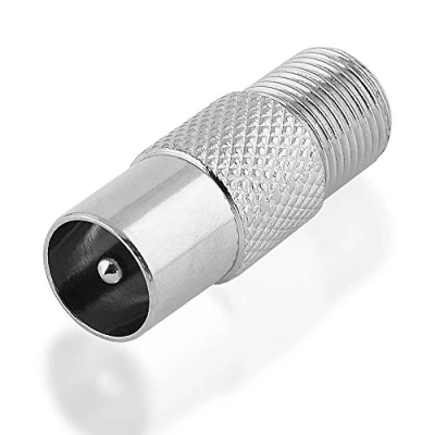 Abbildung von BestPlug Antennen Sat LNB Adapter Verbindungsstück/Koax Stecker männlich auf F Buchse Kupplung weiblich/geeignet für 3D SD HD FullHD UHD 4K / Metallausführung