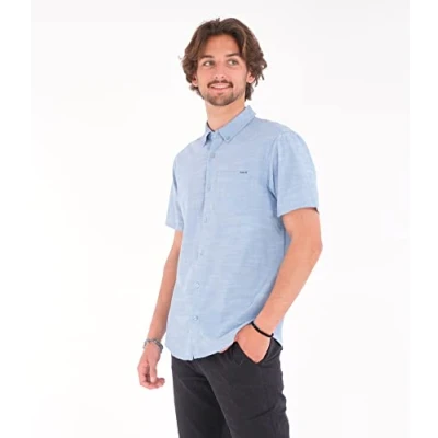 Abbildung von Hurley Herren O&amp;o Stretch Ss T Shirt, Blaues Oxford, L