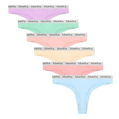 Abbildung von Libella Baumwolle Tanga Damen,6er Pack Damen String Set, Sexy Dessous Schwarz Thongs 3207UN7 S