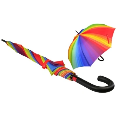Abbildung von iX brella Langregenschirm Fiberglas, XL 110 cm groß, stabil, mit Automatik, überschlagfähigem Dach windproof bunt