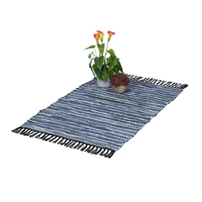 Abbildung von Läufer Flickenteppich 60x100 cm, relaxdays, Höhe: 10 mm, Blau