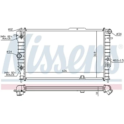 Abbildung von NISSENS 630641 Kühler, Motorkühlung Aluminium 617 368 32 Kühlrippen mechanisch gefügt OPEL: Calibra A, Vectra A Limousine, CC