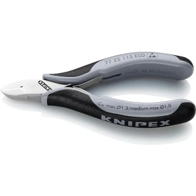 Abbildung von Knipex 77 22 115 ESD, Diagonale Zange, Stahl, Kunststoff, Schwarz, Grau, mm, 80 g