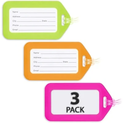 Abbildung von Mifflin Gepäckanhänger Neon, 3er Pack Reisegepäckanhänger für Gepäck Kofferanhänger