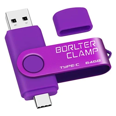 Abbildung von Type C USB Stick 64GB, BorlterClamp 2 in 1 OTG Speicherstick 3.0 Doppelanschluss Flash Laufwerk für Android Smartphone Samsung S10/S9/S8, Huawei, Tablets und Computer (Lila)