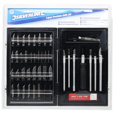 Abbildung von Silverline Cuttermesser Skalpell Bastelmesser Hobbymesser Modellbaumesser 51 teilig im Koffer