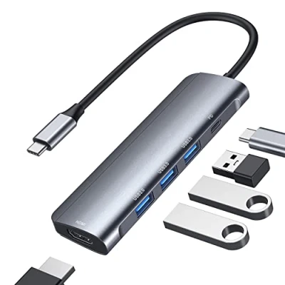 Abbildung von ABLEWE USB C Hub HDMI 4K 5 in 1 Adapter, Aluminium mit 3 3.0,HDMI,Power Delivery für MacBook Pro 2017/2018,MacBook 12 Zoll mehr Type Geräte