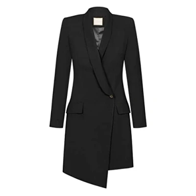 Abbildung von Swing Fashion Damen Kleid Elegant Business Kleider Etuikleider Festliches Partykleid Cocktailkleider Minikleid Abendkleid Langarmleid V Ausschnitt Kurze Schwarz 36
