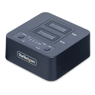 Abbildung von StarTech.com 1:1 M.2 NVMe Kopierstation, 90GB/m Unabhängiger PCIe SSD Duplicator/Clone Station, USB C 20Gbps Dual Bay Dock