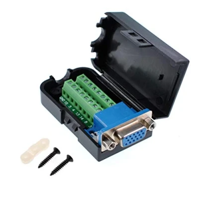 Abbildung von Oiyagai DB15 3+9 D SUB VGA Buchse 3 Reihen 15 Pin Steckverbinder Adapter mit Mutter Terminal Breakout Board, einfach zu löten