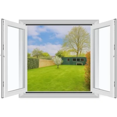 Abbildung von MYCARBON 1 Stück Fliegengitter Fenster 120x120cm, zuschneidbar, ohne Bohren, Insektenschutz für Fenster, Weiß