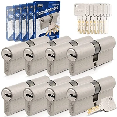 Abbildung von GERCAR Pro Gleichschließend 8x Schließzylinder 30/40 Set 8 Profilzylinder inkl. 40 Schlüssel 70 mm Türschloss Zylinderschloss 8er Zylinder Länge: 70mm, A:30 B:40 Schließsystem
