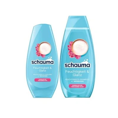 Abbildung von Schauma Feuchtigkeits Shampoo Feuchtigkeit &amp; Glanz (1x 400 ml) reinigt die Kopfhaut sanft für glänzendes gesund aussehendes Haar Spülung 250 Haarspülung mit Reiswasser