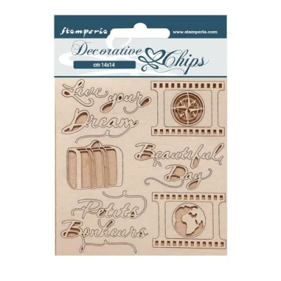 Abbildung von Stamperia Create Happiness Oh lá Live your Dream Decorative Chips (SCB166) (DISCONTINUED)