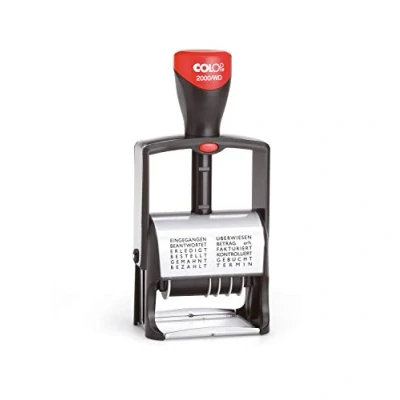 Abbildung von COLOP 106990 Wortband Stempel 2000/WD im Blister Datum Deutsch Kissen schwarz