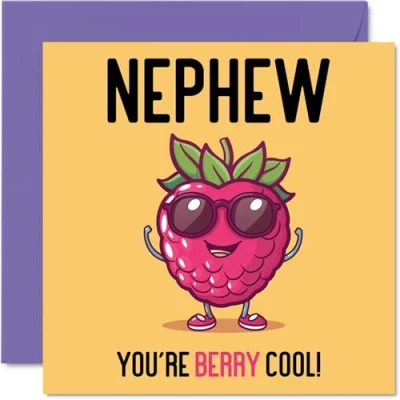 Abbildung von Stuff4 Geburtstagskarten für Neffen Berry Cool lustige Geburtstagskarte von Onkel, Tante, Neffe, Geburtstagsgeschenke, 145 mm x mm, Witz Grußkarten Männer und Ihn