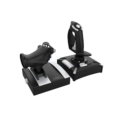 Abbildung von KROM K FLIGHT Joystick Set, Flugsimulatorhebel, Drossel /Lenkhebel, interner Vibrationsmodus, synthetischer Griff, besserer 2 Achsen, POV, 16 Tasten, kompatibel mit PC, Schwarz
