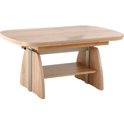 Abbildung von Hela Tische, Funktionscouchtisch Colin, Holzwerkstoff melaminbeschichtet, Dekor Sonoma, Ablageboden, ausziehbar 107 156, höchenverstellbar mit Lift 53 69cm