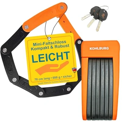 Abbildung von Fahrradschloss Faltschloss [klein &amp; leicht] mit Halterung in Orange
