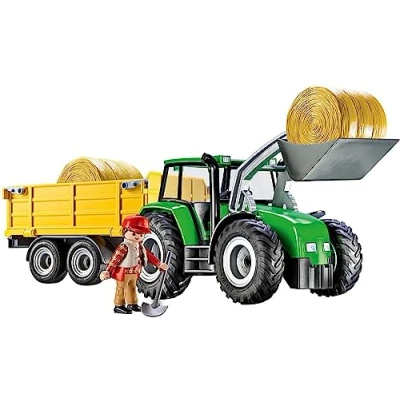 Abbildung von Playmobil® Spielbausteine Playmobil Country Traktor mit Anhänger 9317, (9317), inkl. Rundballen