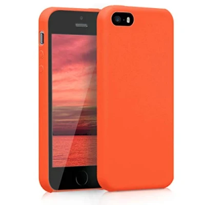 Abbildung von kwmobile Hülle kompatibel mit Apple iPhone SE (1.Gen 2016) / 5 5S Silikon Handy Case Handyhülle weiche Oberfläche kabelloses Laden Orange