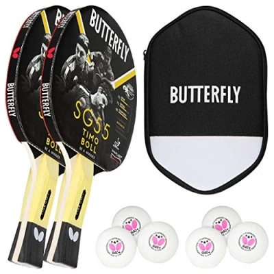 Abbildung von Butterfly 1x Timo Boll SG55 Tischtennisschläger + Hülle Drive Case 3x Bälle