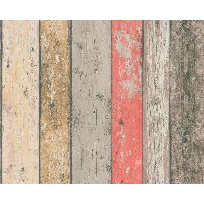 Abbildung von living walls Vliestapete &quot;Best of Wood`n Stone 2nd Edition&quot;, Holz, Tapete Holzoptik Braun Rot Beige matt leicht strukturiert