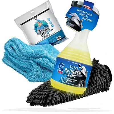 Abbildung von Motorrad Reinigung &amp; Trocknen Bundle Dr. Wack S100 Total Reiniger 750 ml Motorradpflege Made in Germany + Nuke Guys Gamma Dryer Trockentuch,schlierenfrei detailmate Waschhandschuh