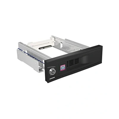 Abbildung von ICY BOX IB 168SK B Wechselrahmen für 1x 3,5&quot; (8,9 cm) SATA Festplatte 5,25&quot; Schacht, trägerlos, III, Schloss, schwarz