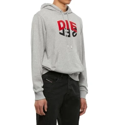 Abbildung von Diesel Kapuzensweatshirt Regular Fit Logo Print Hoodie S GIRK HOOD N1 Grau