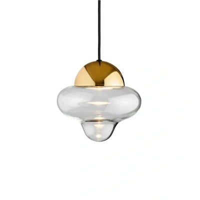 Abbildung von LED Hängeleuchte Nutty XL, klar / goldfarben, Ø 30 cm, Glas