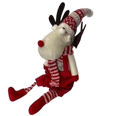 Abbildung von Dadeldo Living &amp; Lifestyle Rentier Weihnachtsdeko Dekofigur rot grau 40cm