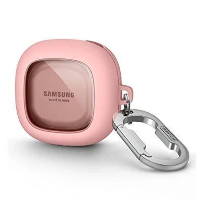 Abbildung von SURITCH Transparent hülle Kompatibel mit Samsung Galaxy Buds 2/Buds Live/Buds 2 Pro/Buds FE Stoßfest Schutzhülle Schlüsselbund für Rosa